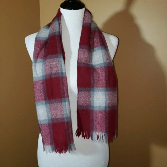 Vintage Snowflakes pure wool red plaid - Picture 1 of 2